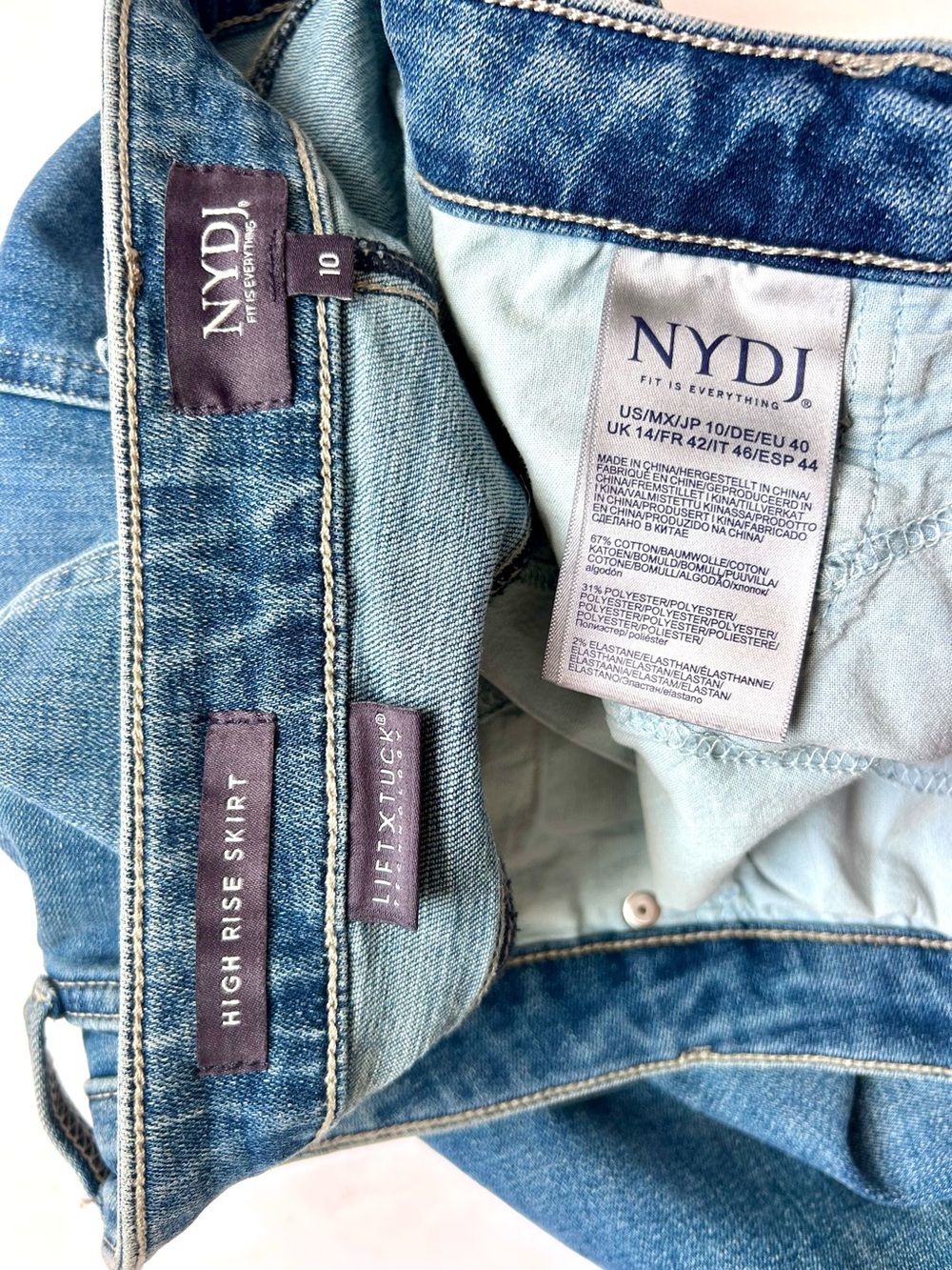 NYDJ High Rise Long Skirt Denim Maxi Front Slit Fairmont Size 10 - Picture 7 of 8